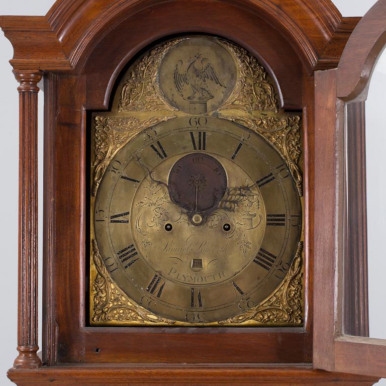 A Samuel Raworth mahogany long-case clock, Plymouth, England, late 18th Century.