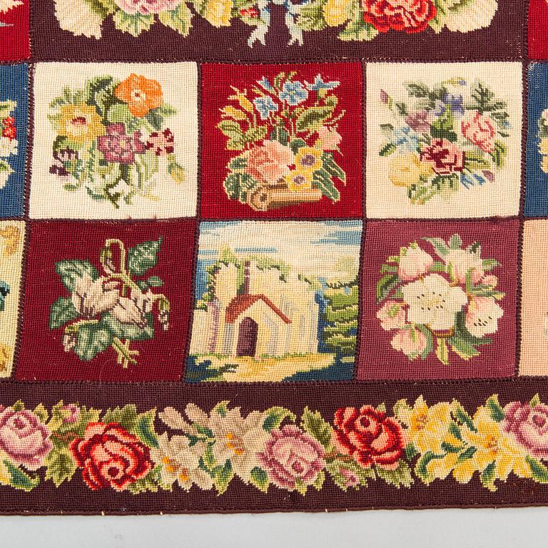 An embroided carpet, 1850-1900. Circa 195 x 130 cm.