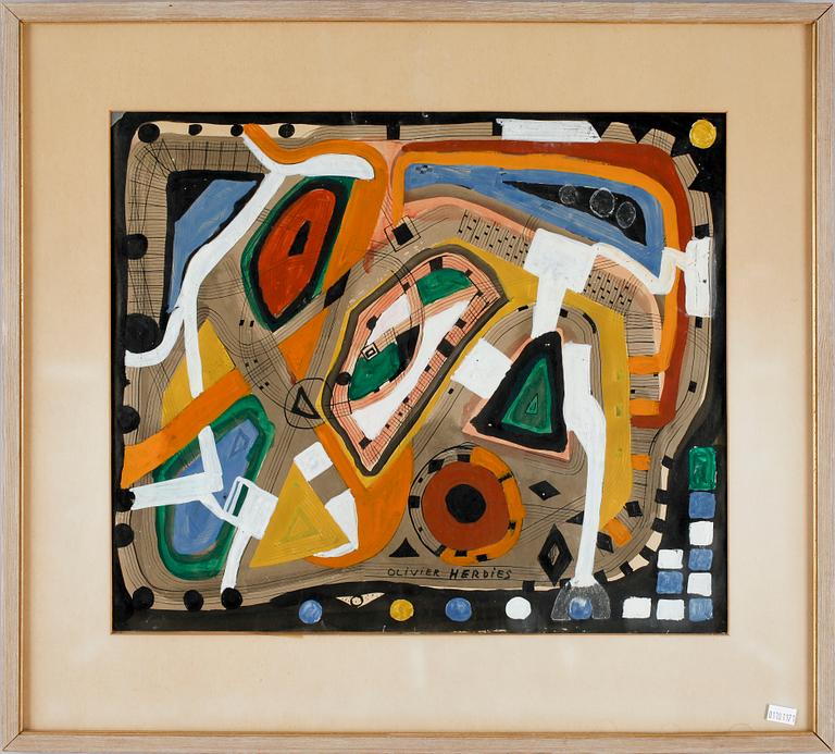 OLIVIER HERDIÈS, gouache på papper, sign.