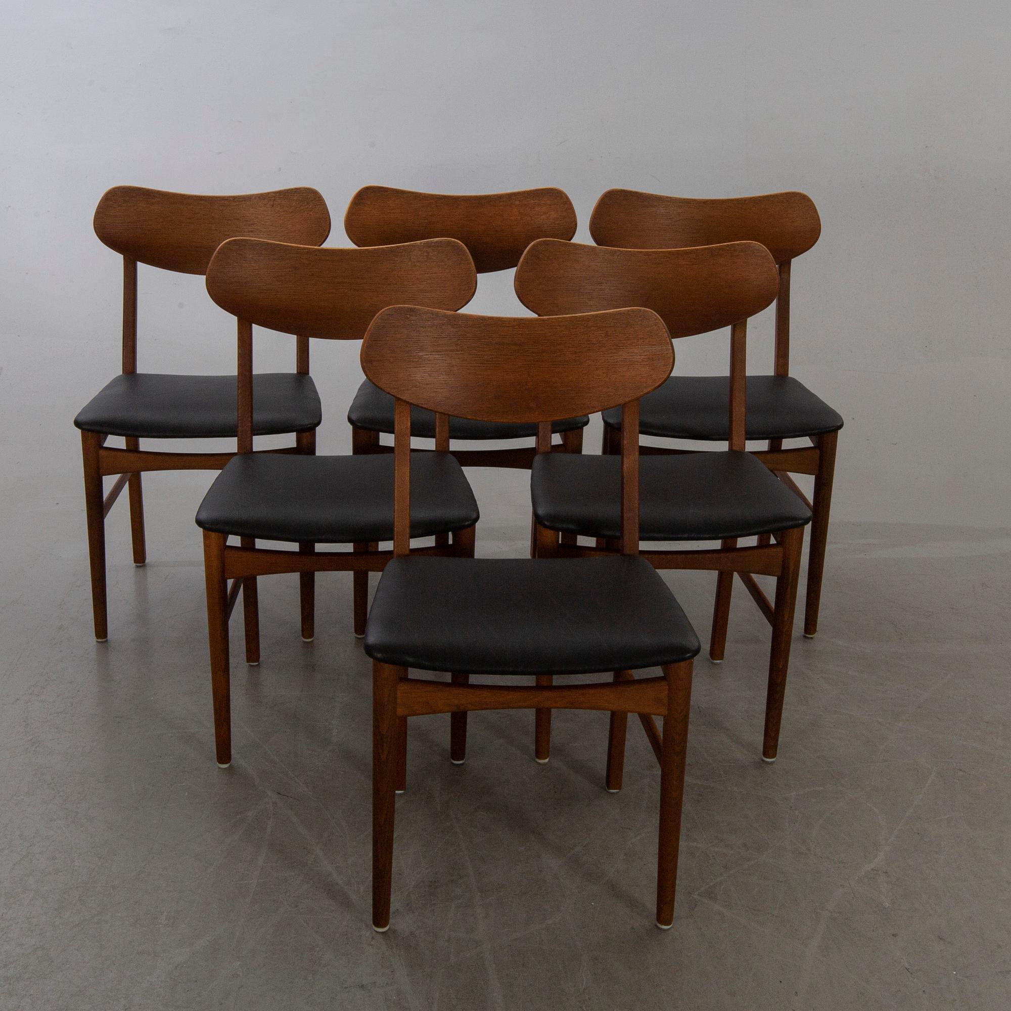 A SET OF SIX CHAIRS MID 20TH CENTURY.