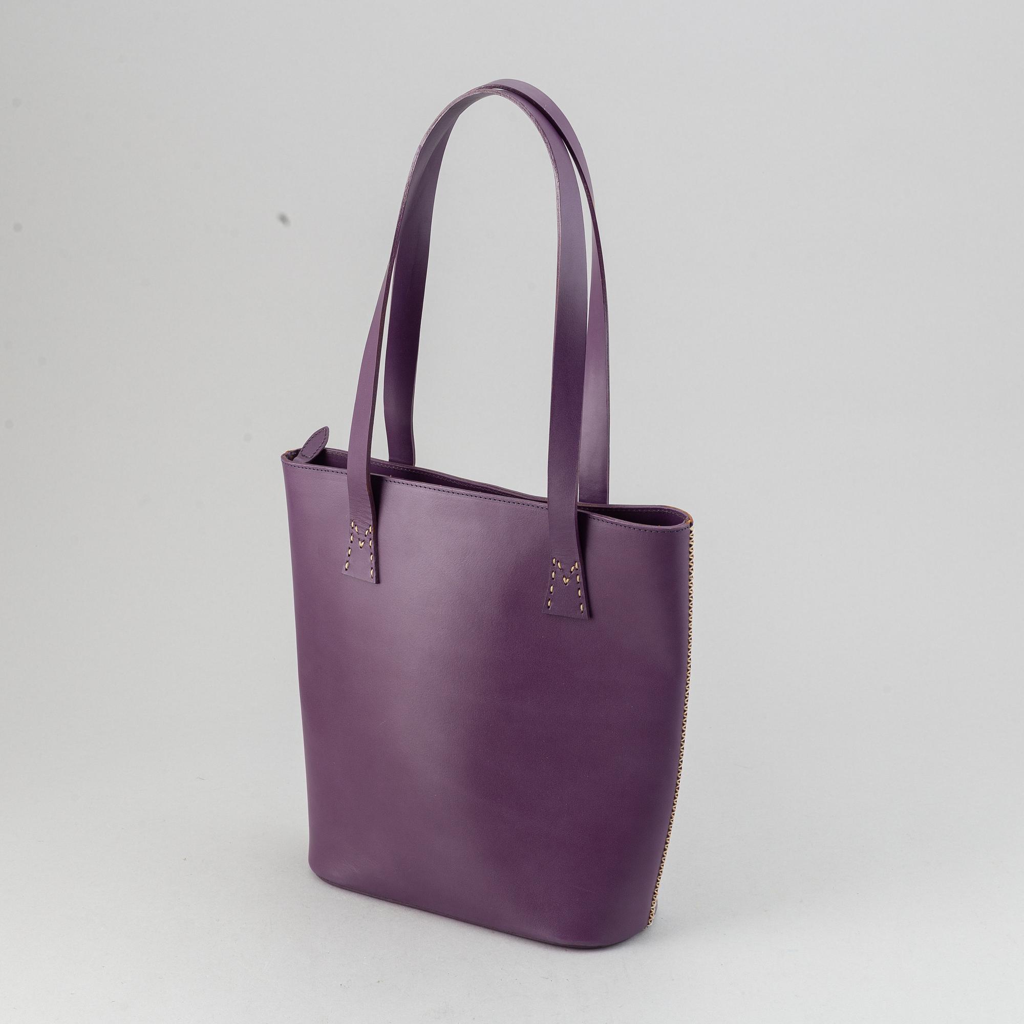 Mulberry, a purple leather handbag.