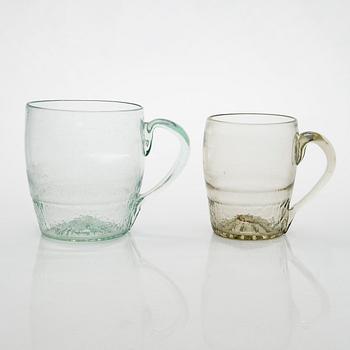 Two Finnish glass tankards, latter half of 19th century.