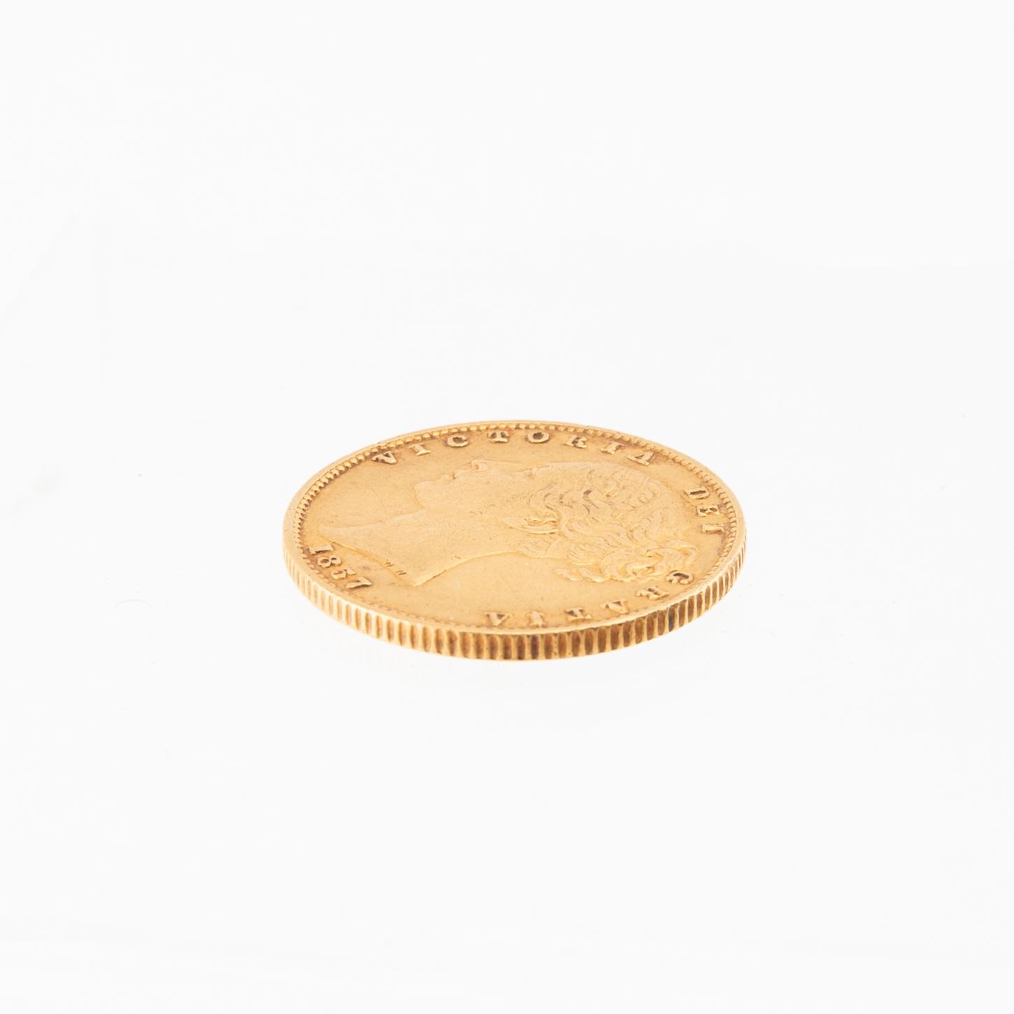 Gold Coin Sovereign 1857 Great Britain Victoria.