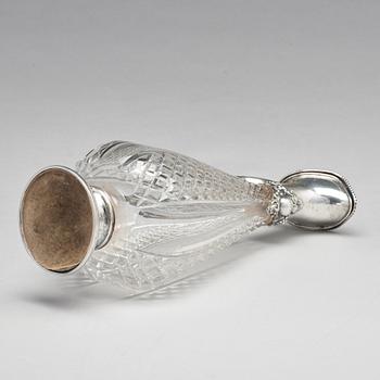 A Swedish 19th century parcel-gilt silver and glass wine-jug, mark of Lars Larsson & Co, Stockholm 1872.