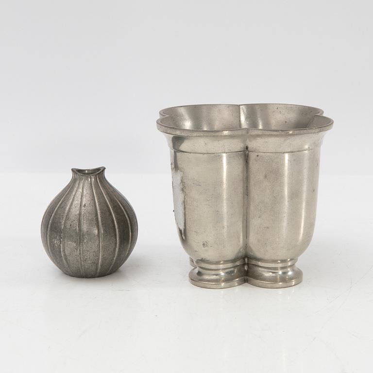 Just Andersen, ett parti tennföremål, 6 delar, Danmark, 1900-talets första hälft.