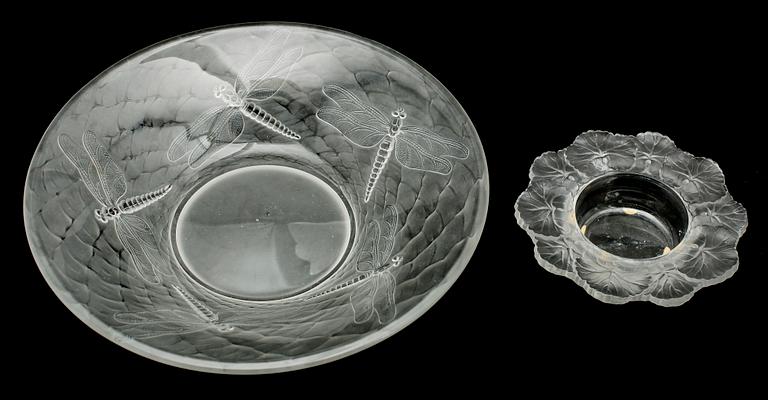 SKÅLAR, 2 st, glas, bla Lalique Frankrike.