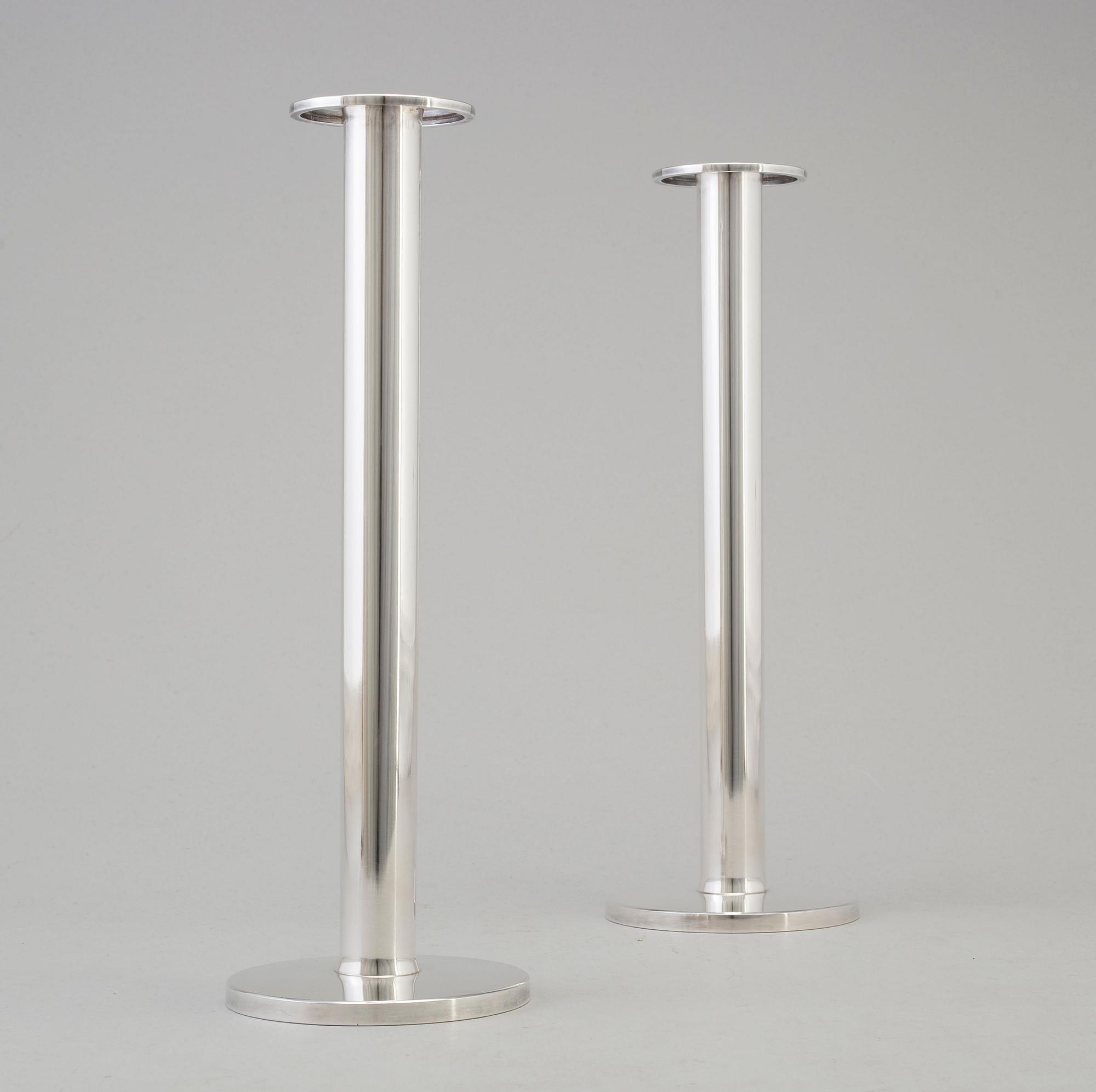 WOLFGANG GESSL, a pair of sterling silver candelsticks, Stockholm, 1997.