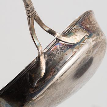 Three soup ladles and one gravy ladle, silver, Visby and Stockholm, Sweden, mid 19th century.