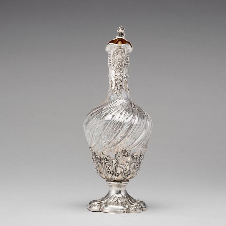 Vinkanna, Frankrike 1800-talets mitt, silver och glas.