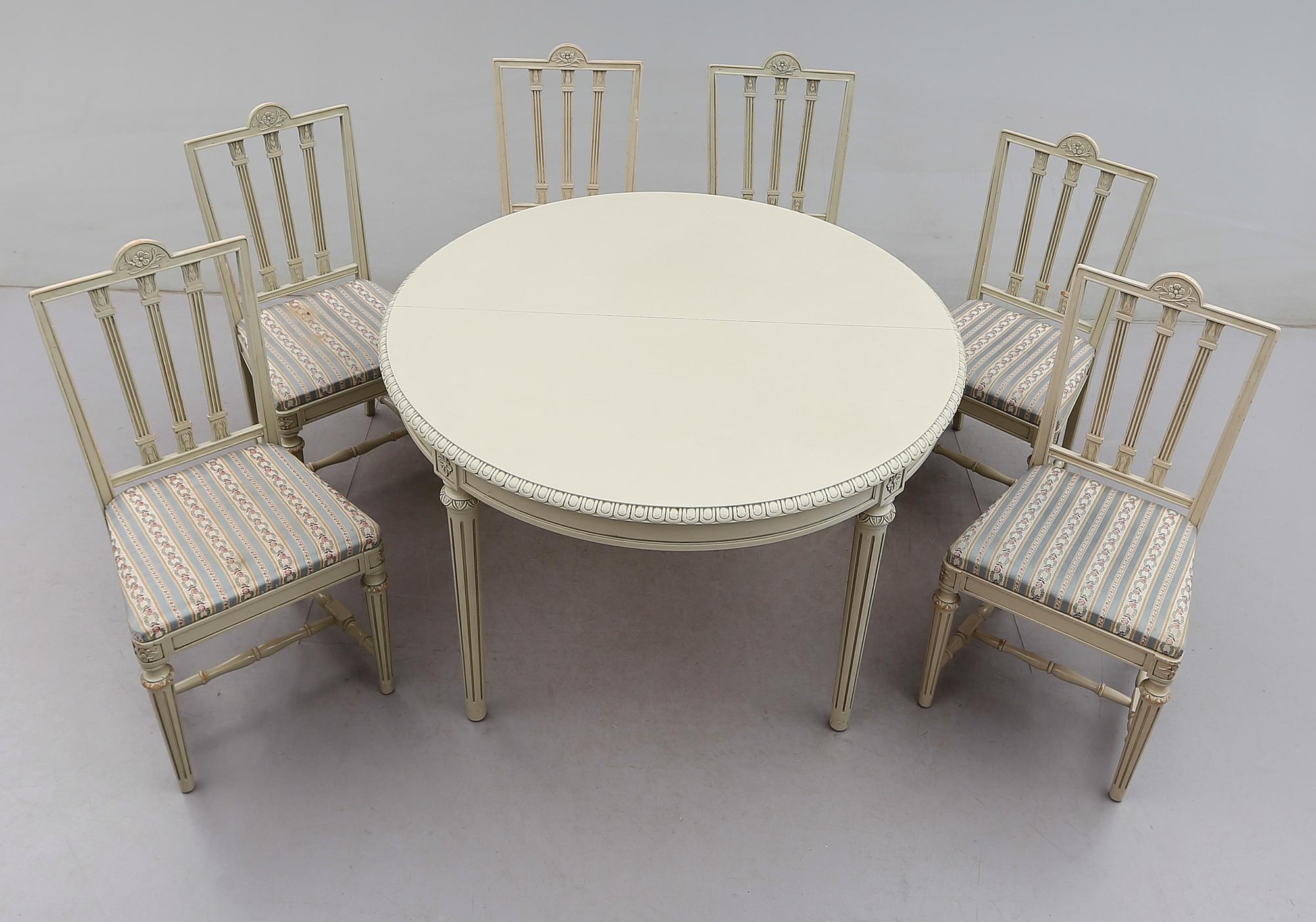 MATGRUPP, 7 delar, gustaviansk stil, 1900-talets andra hälft.