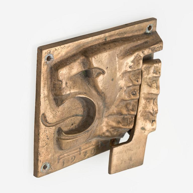 Armas Hutri, a door knocker, signed AH and dated 1970.