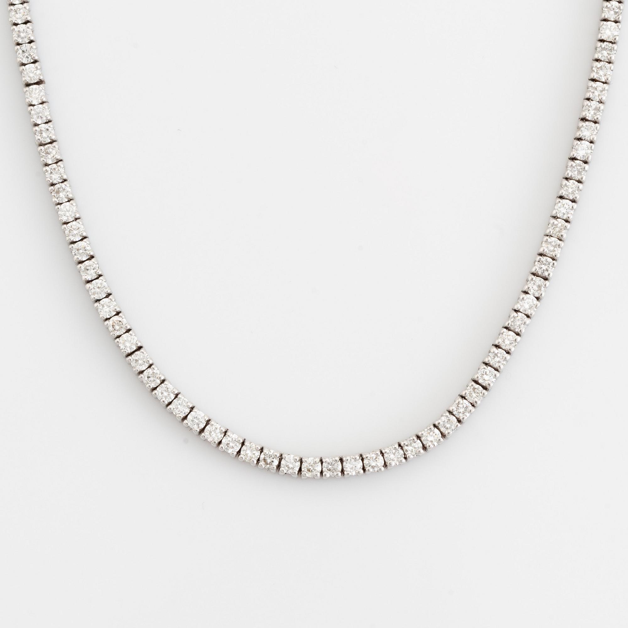 Collier, rivière, med briljantslipade diamanter, med HRD report.