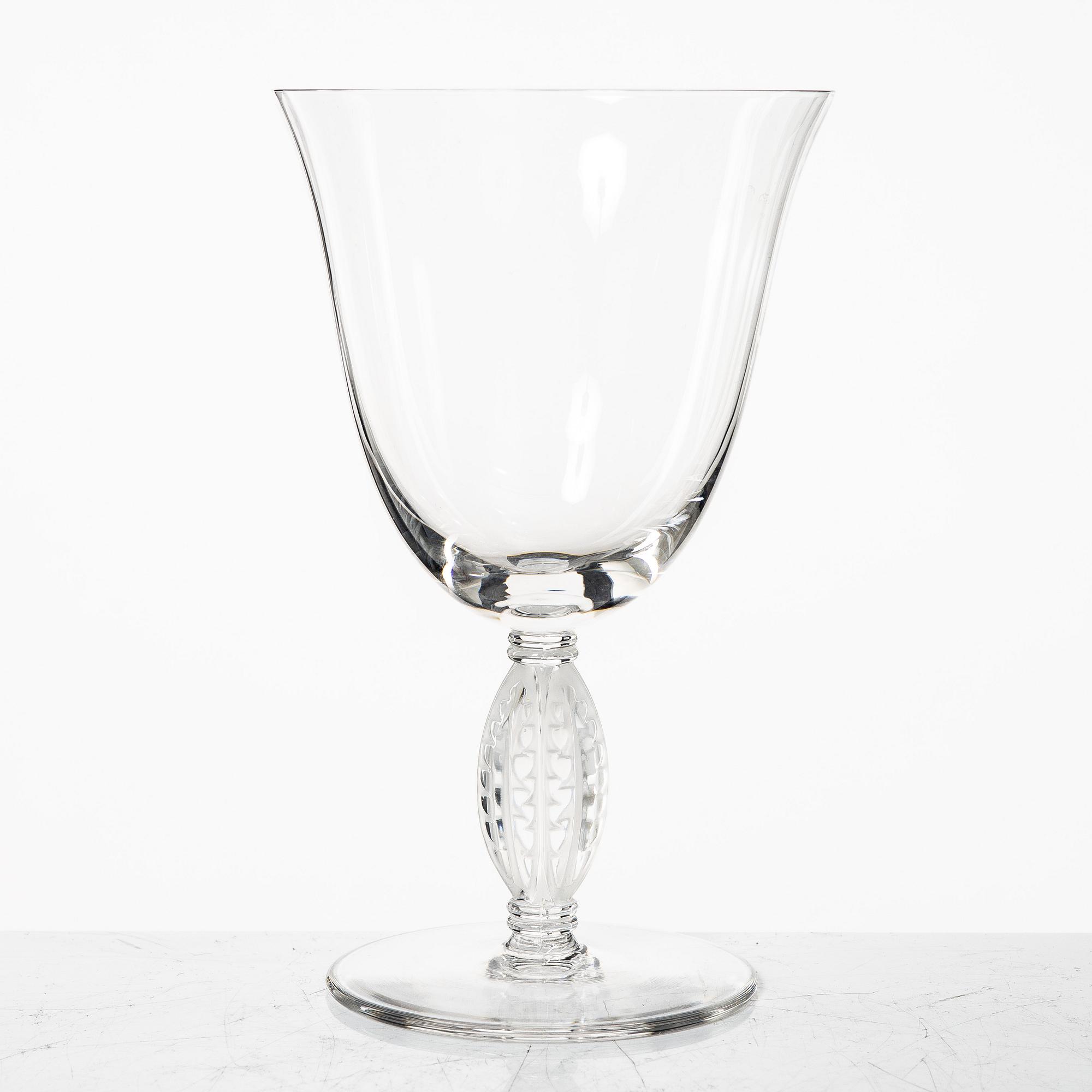 René Lalique, vinglas, 3 st,  "Fontainebleau", Lalique, Frankrike.