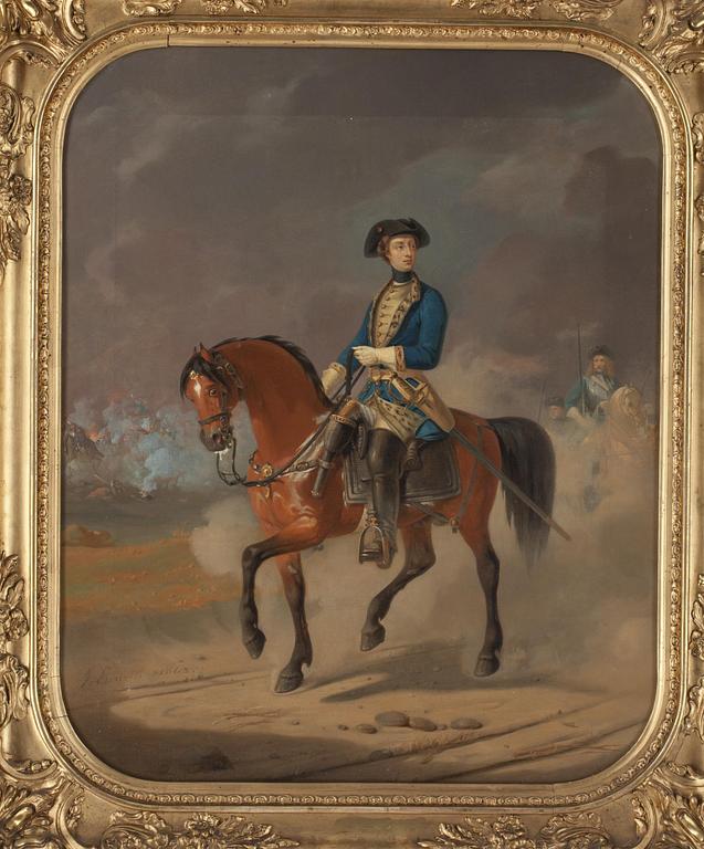 Henrik Theodor Lundh, Equestrian portrait with Karl XII (1682-1718).