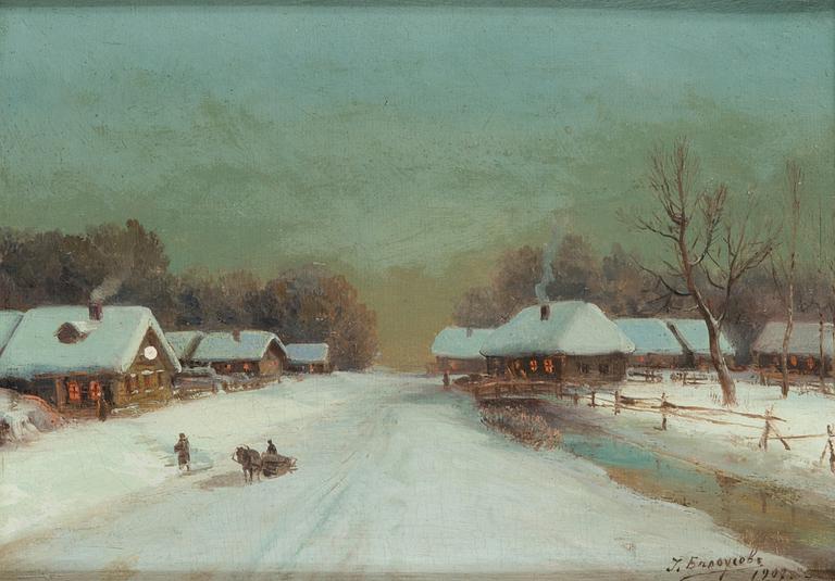 Fedor Vasilevic Belousov, Village view in winter.
