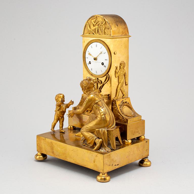 An Empire mantel clock by P H Beurling, master in Stockholm 1783.