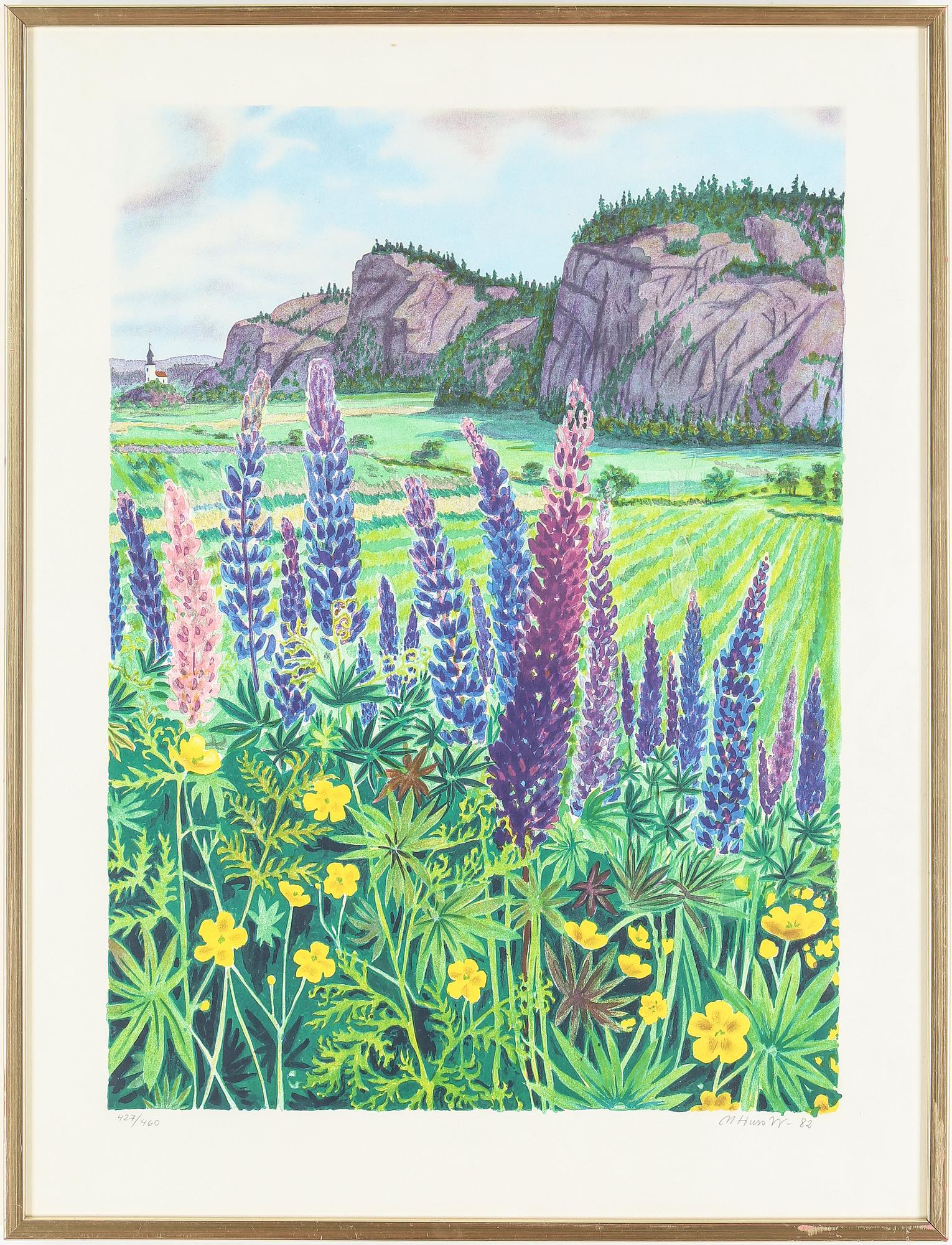 MONA HUSS WALLIN, färglitografi, signerad och numrerad 427/460. Daterad -82.