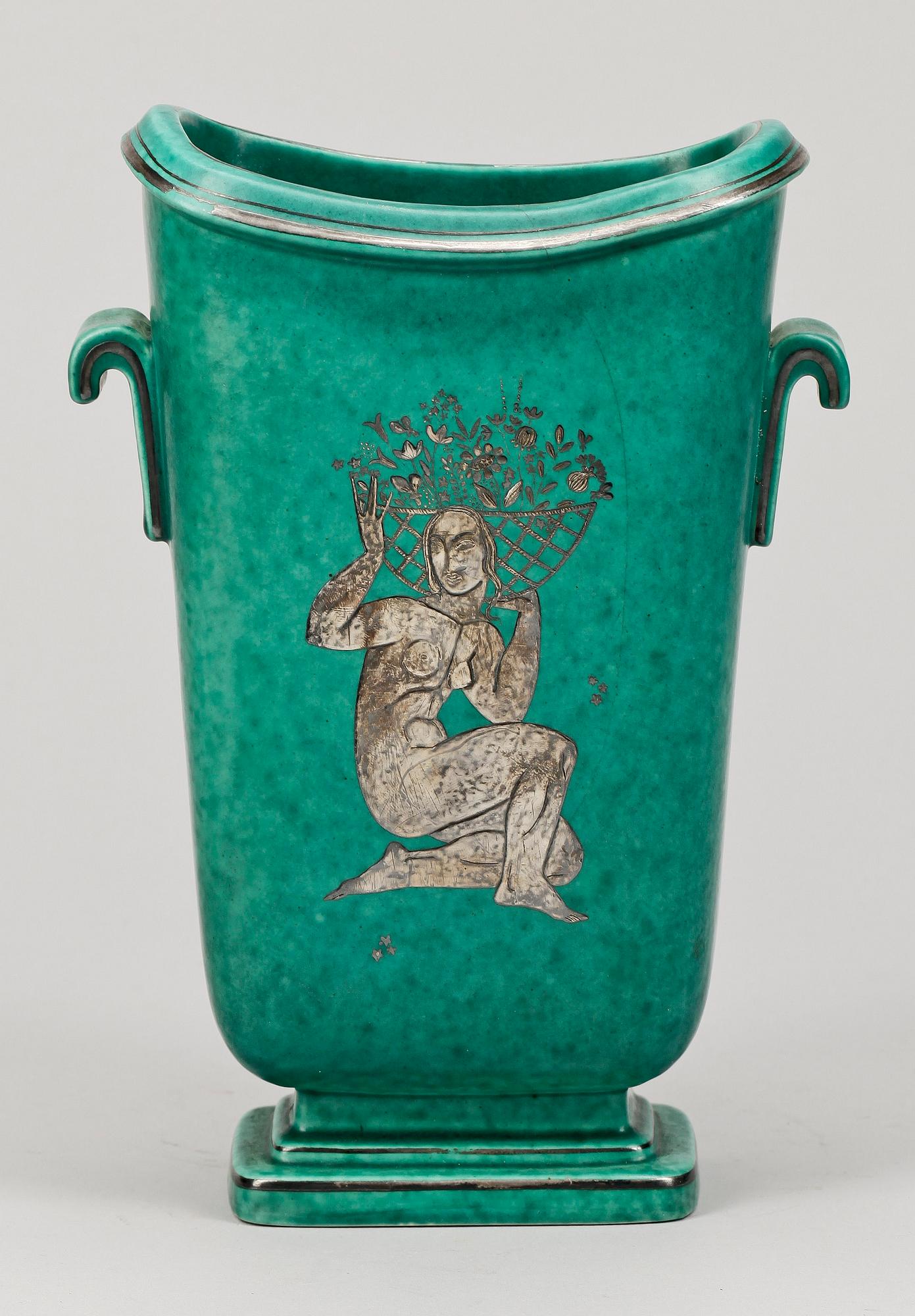 VAS, stengods, "Argenta", Wilhelm Kåge, Gustavsberg. 1900-talets mitt.