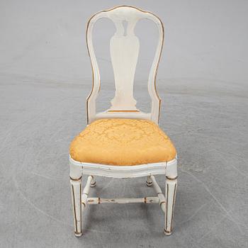 A set of three Swedish rococo / gustavian chairs, second half of the 18th century.