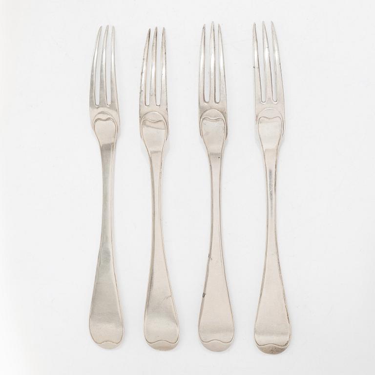 Gafflar, 4 st, silver, Lidköping, 1800-talets början.