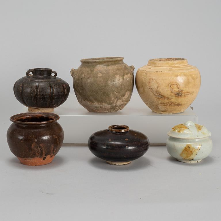 A group of six Southeast asian ceramic jars, 17th-19th century.