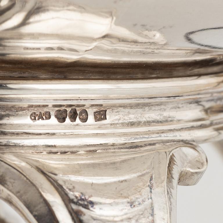 Guldsmedsaktiebolaget (GAB), tekanna på rechaud, silver, Stockholm 1920.