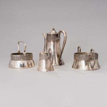 KAFFESERVIS 4 DELAR, silver, Vasily Agafonov Moskva  1908-17.