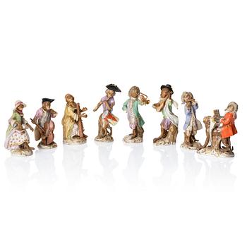 346. A group of eight Meissen porcelain figures from the 'Affenkapelle', late 19th Century.