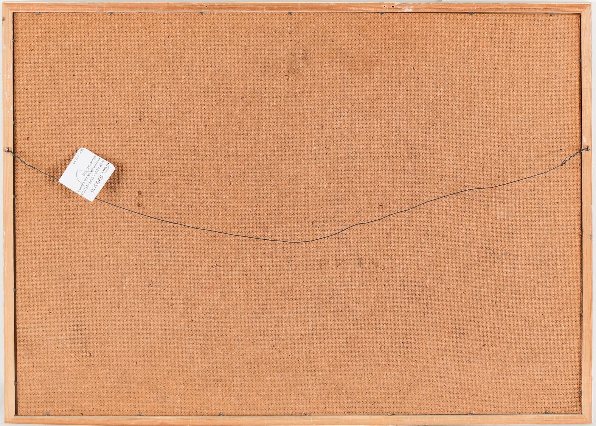 MONICA LORENTZON, blandteknik på pannå, signerad.