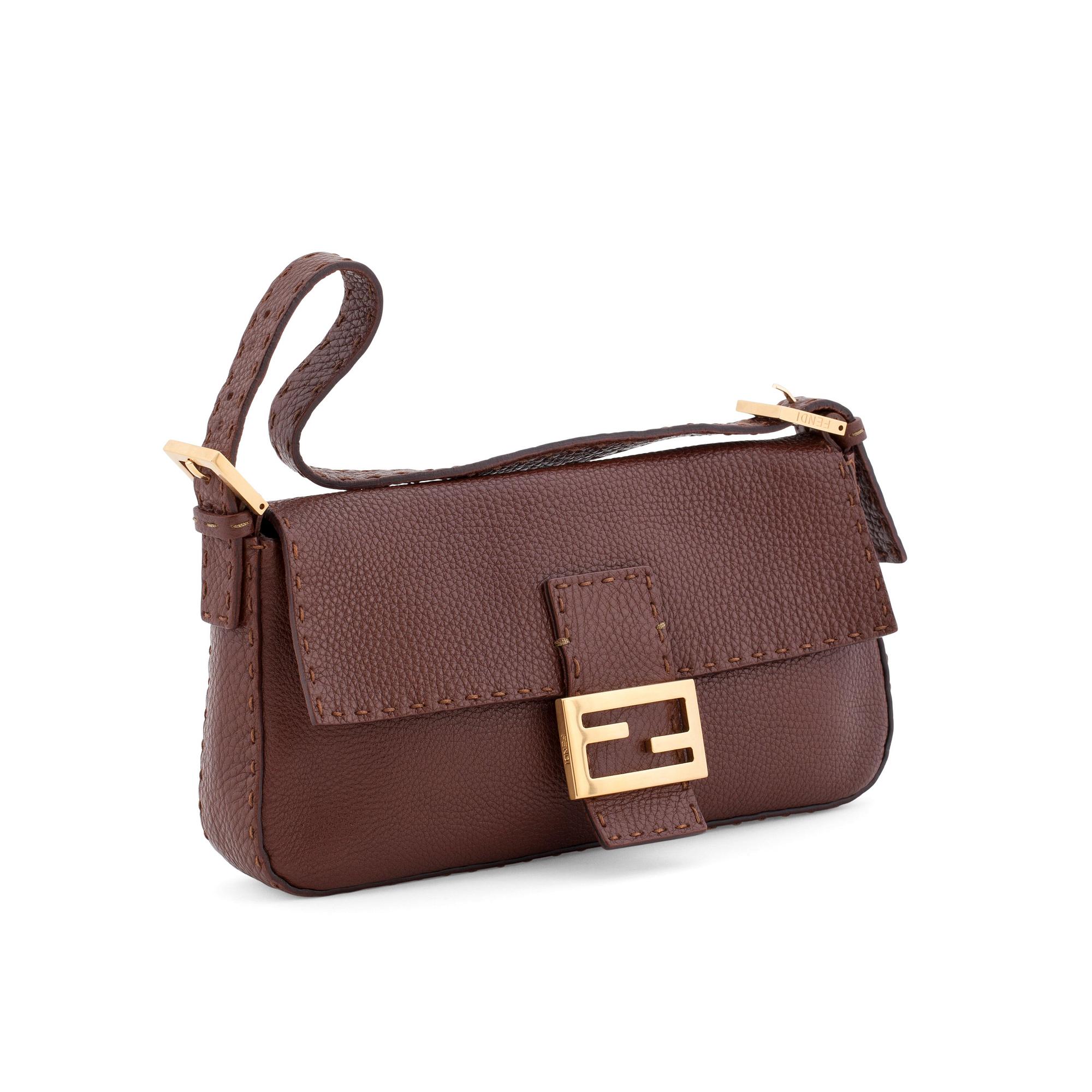 Fendi brown leather baguette clearance