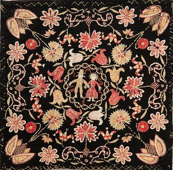 Embroidered tapestry, dated 1835, approx. 58 x 58 cm.