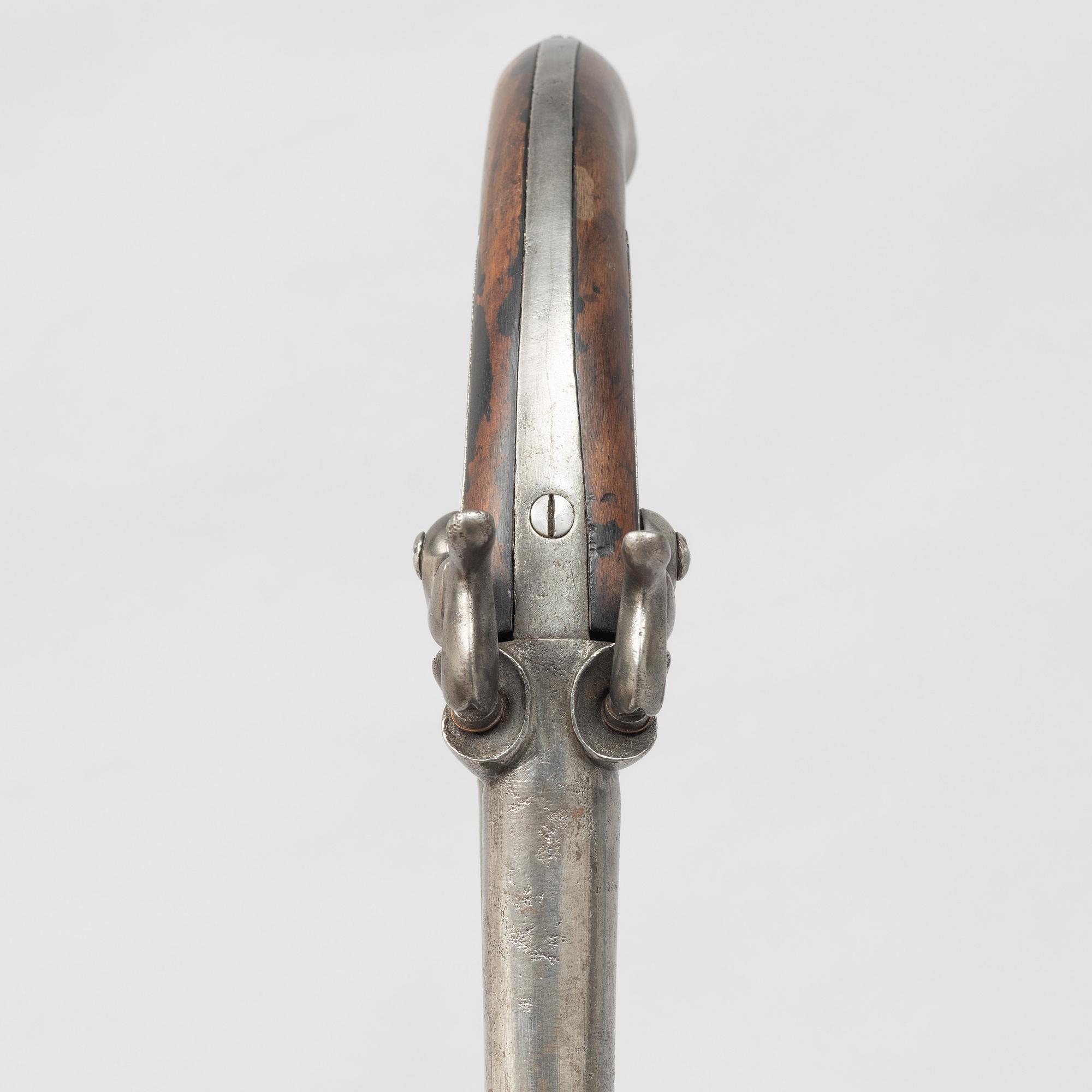 Slaglåspistol, dubbelpipig, 1800-talets andra hälft.