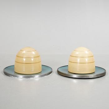 TAKLAMPOR, ett par, art deco, Böhlmarks Pukebergs glasbruk, 20/30-tal.