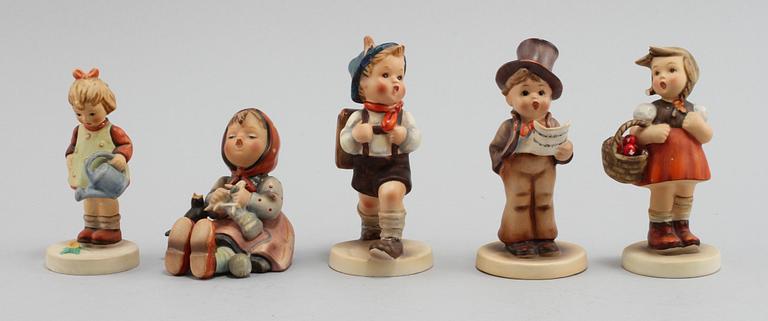 FIGURINER, 5 st, porslin, Hummel, Goebel, 1900-tal.