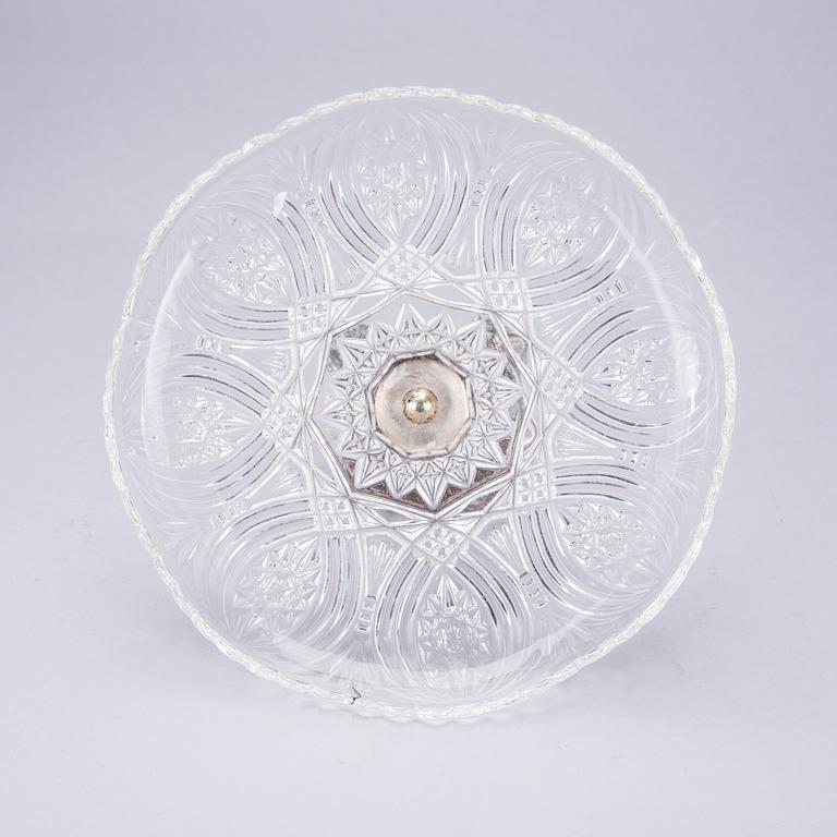 UPPSATSSKÅL, silver och glas, Roland Mellin (1833-1867), Helsingfors 1849.