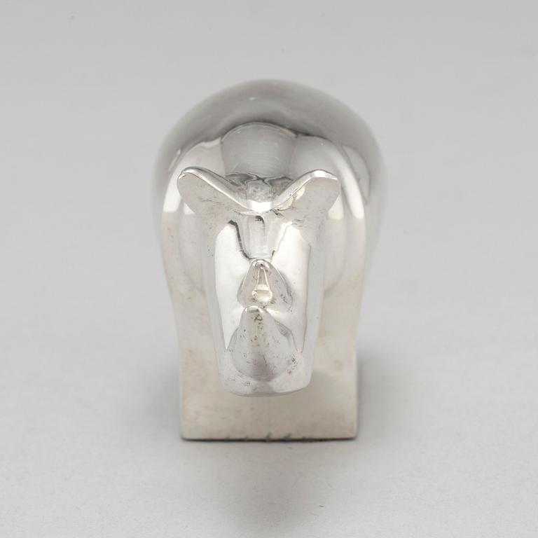 GUNNAR CYRÉN, a zinc silverplate rhinocerus sculpture by Dansk design Japan.