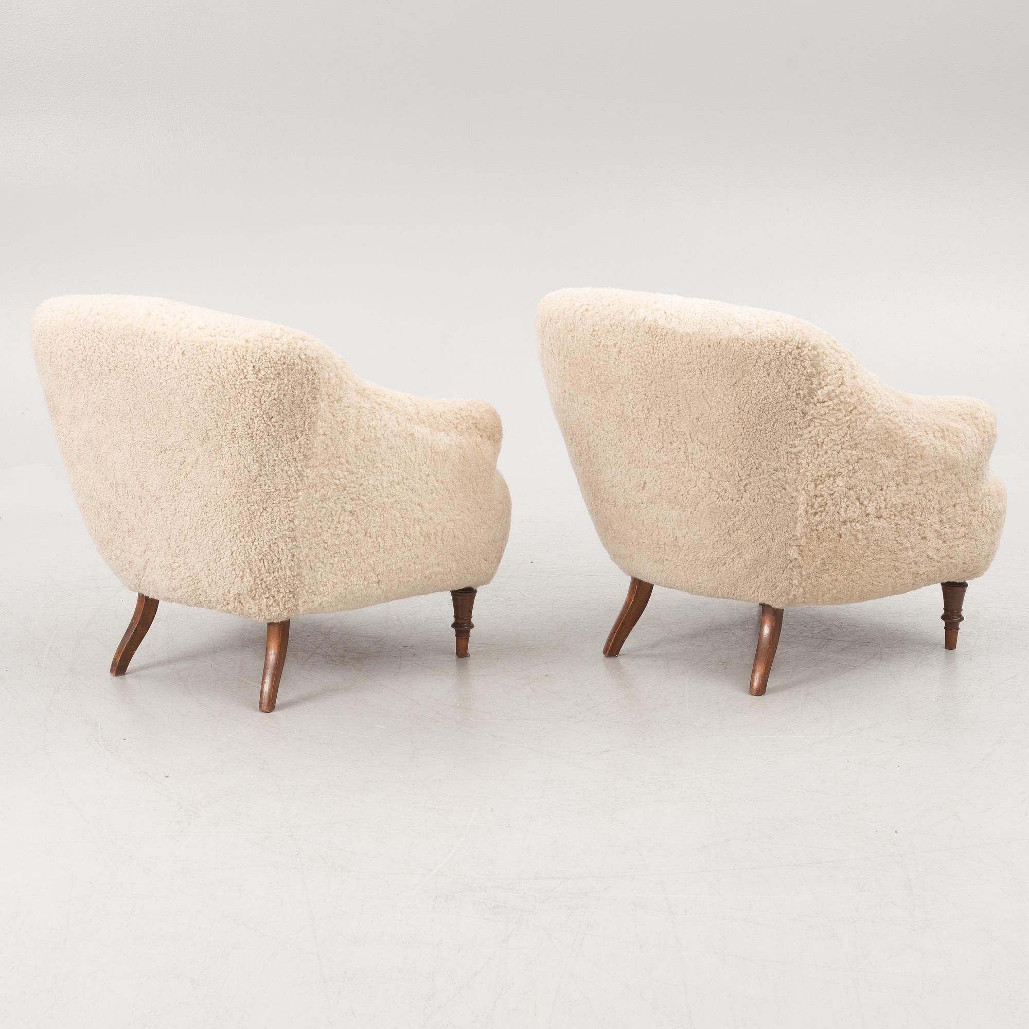 Armchairs, a pair, Swedish Modern, circa the mid-20th century.