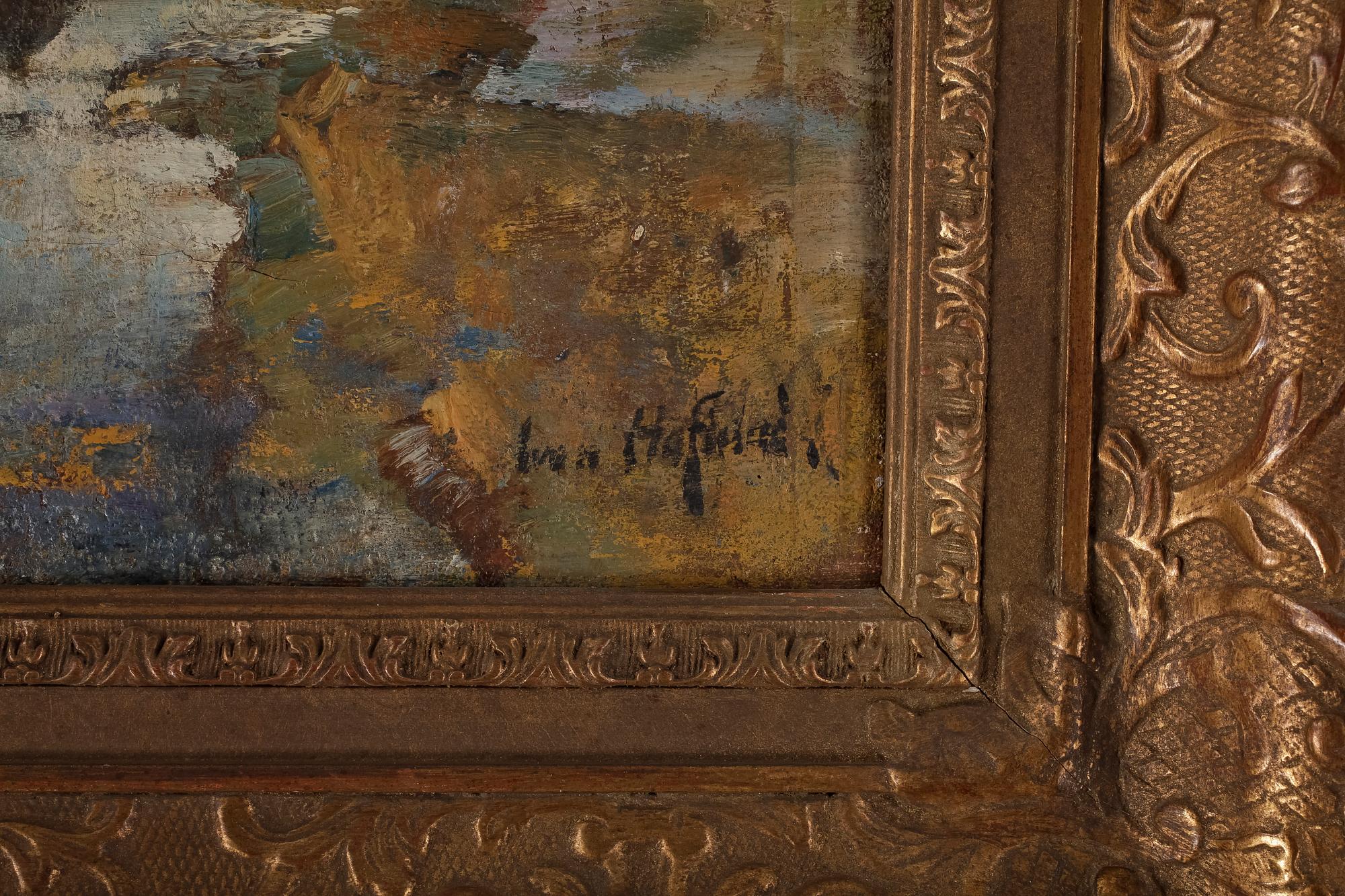 IVAN HOFLUND, olja på duk, 2 st, samt olja på pannå, sign.