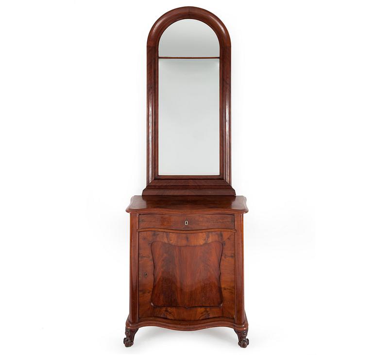 A CUPBOARD AND MIRROR, neo-rococo, second half of the 19th century.