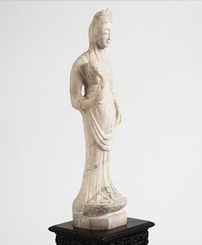 A white stone scultpure of Guanyin, China, presumably early 20th Century.