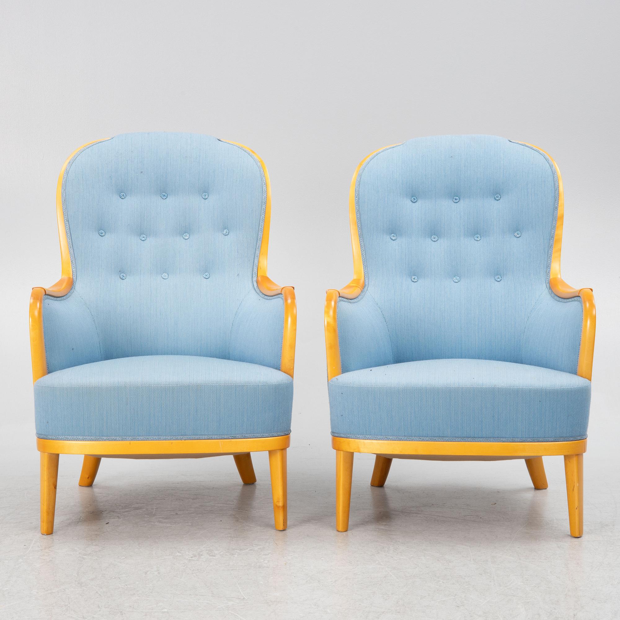 Carl Malmsten, a pair of "Advokaten" armchairs, Sweden, later part of the 20th century.