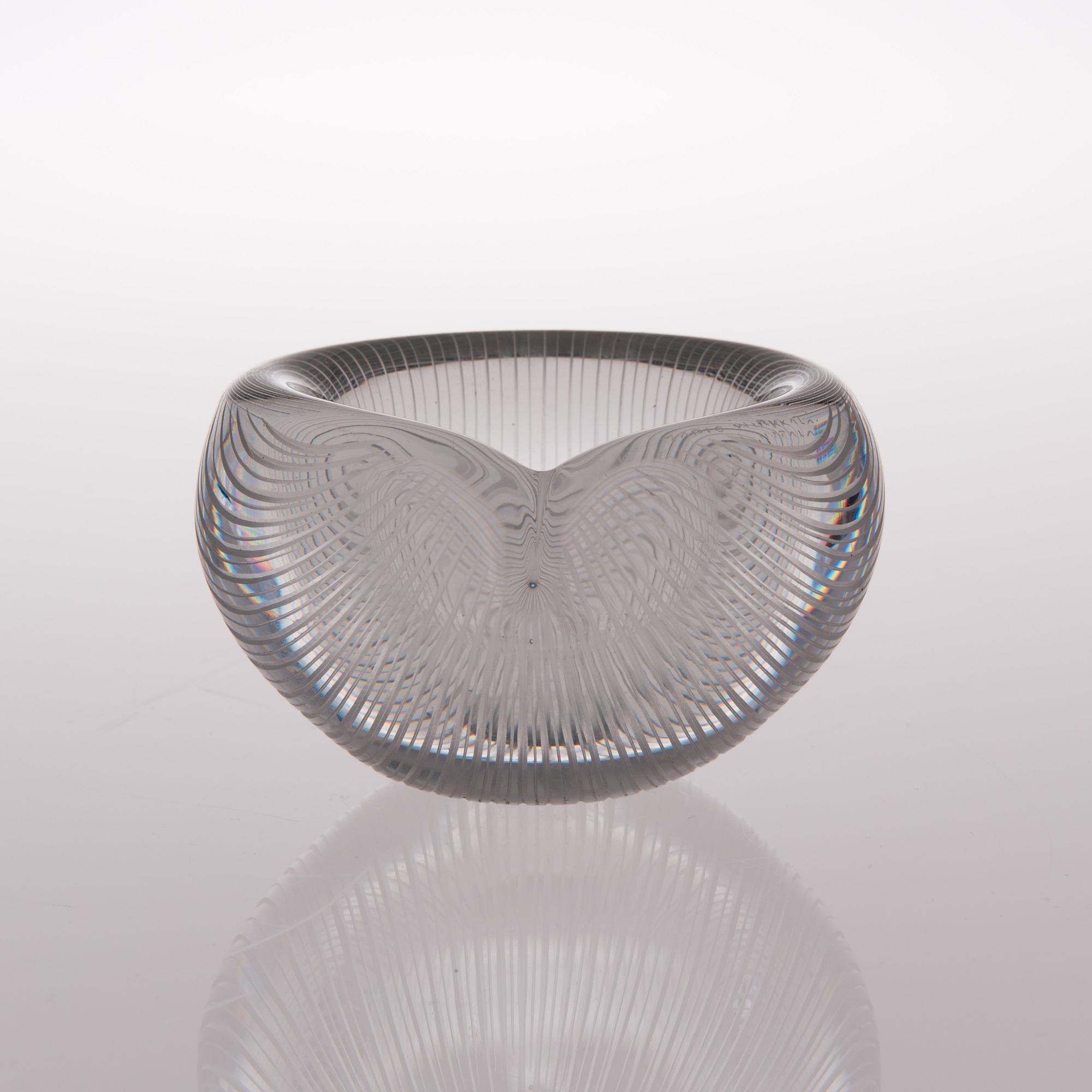 A glass bowl, model 3327, signed Tapio Wirkkala Iittala.