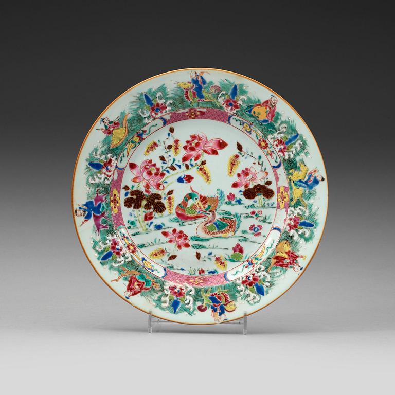 TALLRIKAR, sex stycken, kompaniporslin. Qingdynastin Qianlong 1736-95.