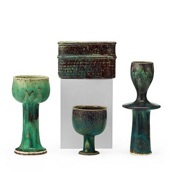 143. Stig Lindberg, a set of four stoneware vases, Gustavsberg studio 1971-72.