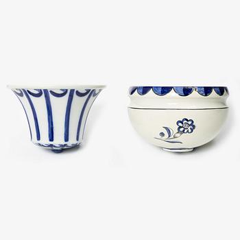 Wilhelm Kåge, two hanging flower pots, Gustavsberg, Sweden, one dated 1924.