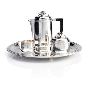 446. Atelier Borgila, kaffeservis, 4 delar, sterling silver, Stockholm 1939 och 1940.