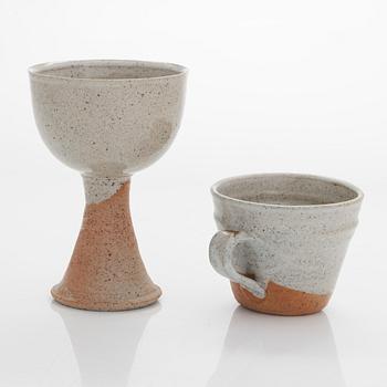 Kyllikki Salmenhaara, a stoneware goblet and a cup signed KS.