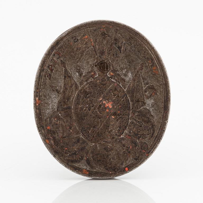 An engraved steel seal stamp for the noble family Stiernheim, early 18th century.