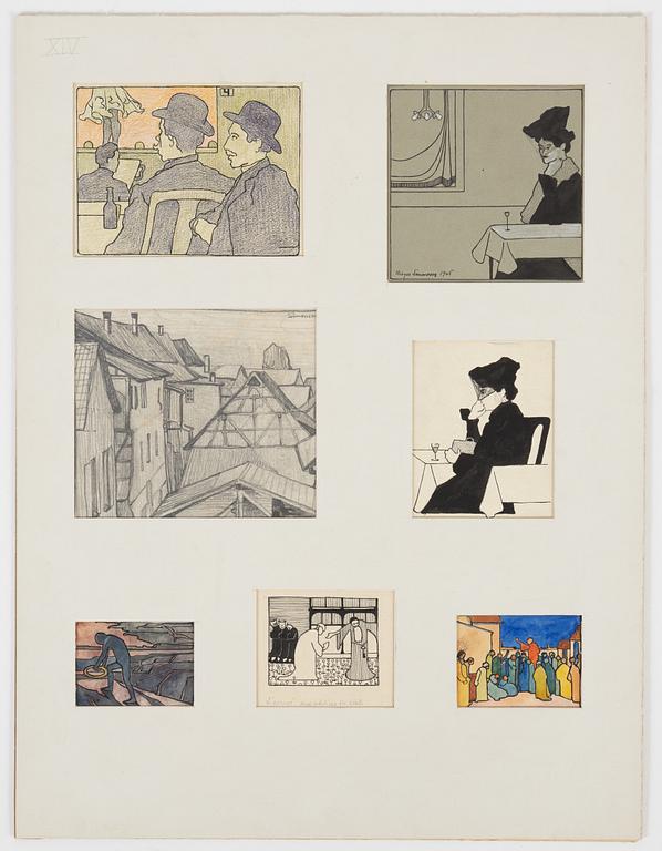 Birger Simonsson, portfolio with 62 drawings. watercolours, pencildrawings.