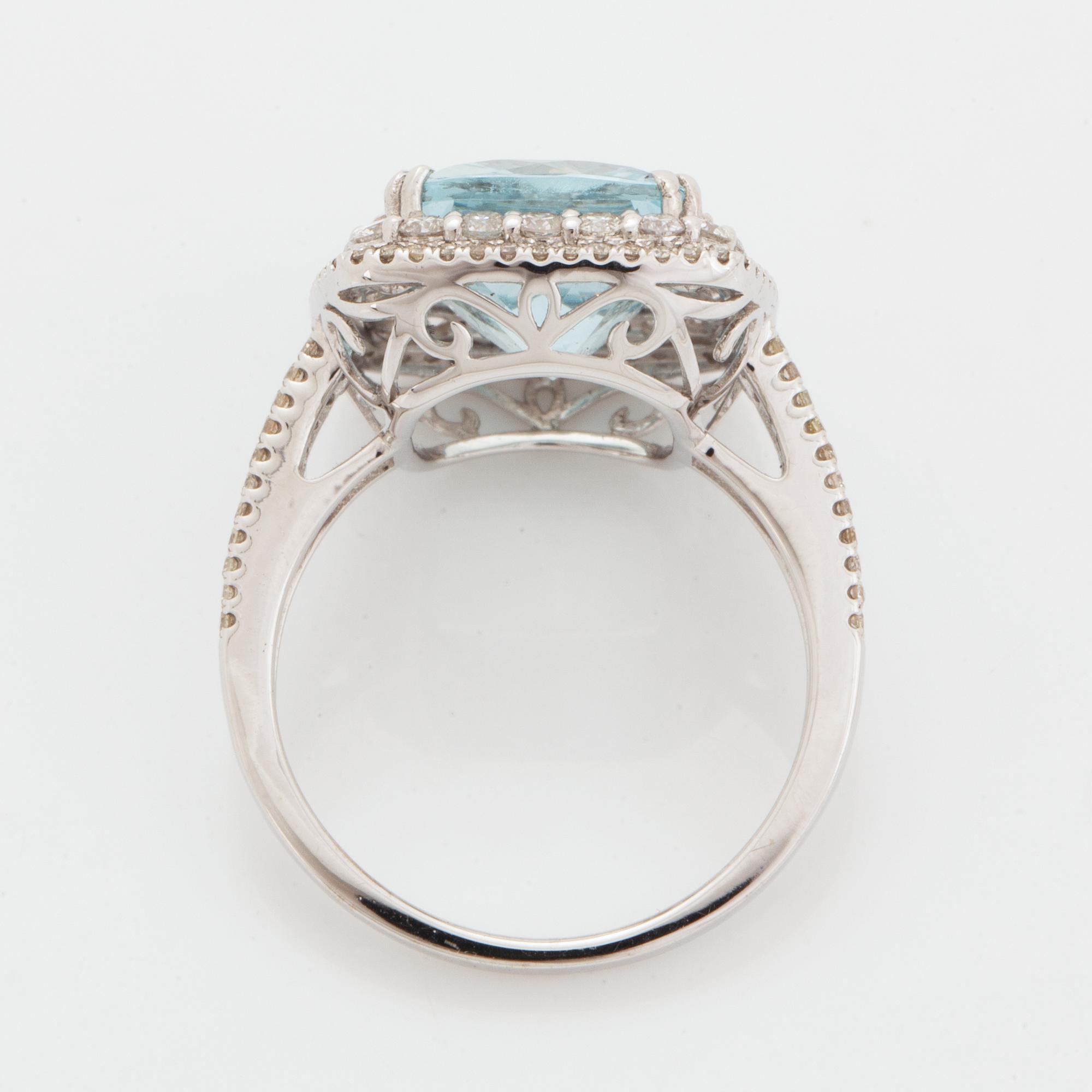 Aquamarine and diamond cocktail ring.